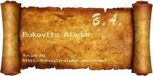 Bukovits Aladár névjegykártya
